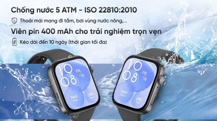 Đồng hồ thông minh Huawei Watch Fit 3 - Pin và Chống nước
