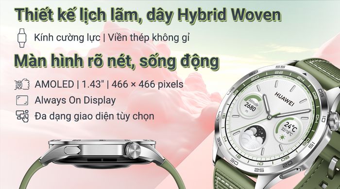 Huawei Watch GT 4 46mm dây Hybrid Woven - Thiết kế