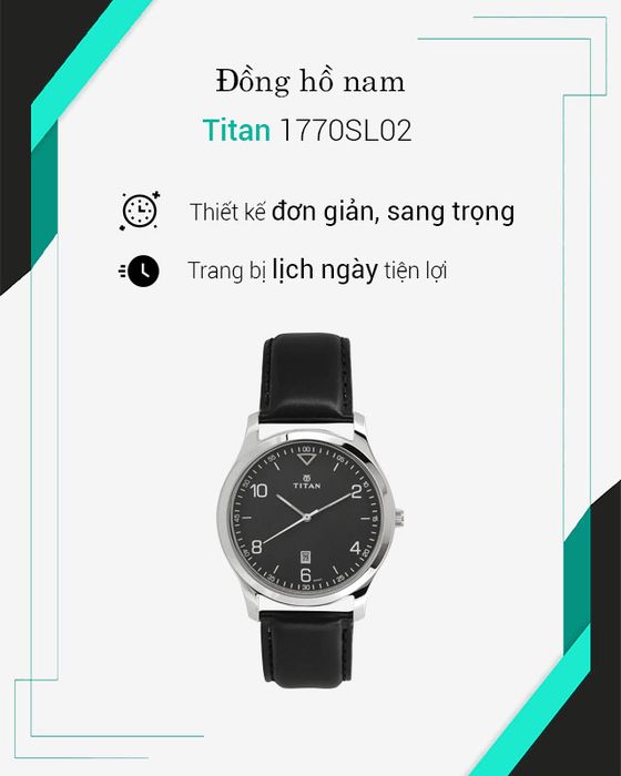 Đồng hồ nam Titan 1770SL02 có thiết kế đơn giản, lịch lãm