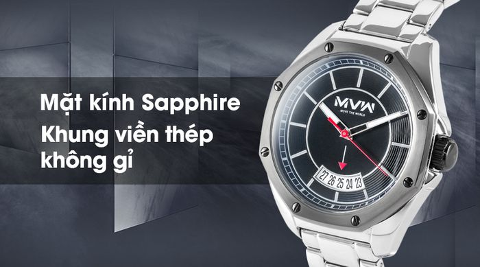 Đồng hồ nam MVW MS022-01 có mặt kính cao cấp, khung viền chắc chắn