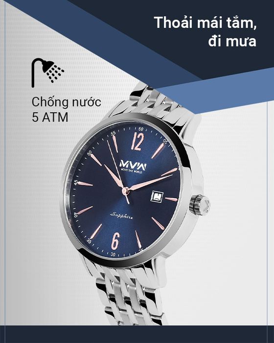 Đồng hồ Nam MVW MS069-02 có thể đeo đồng hồ khi tắm, đi mưa