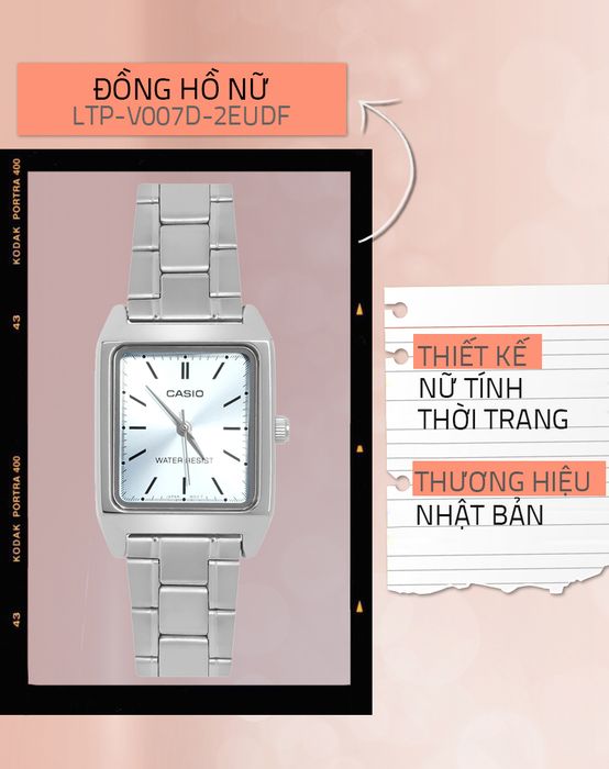 Đồng hồ Nữ Casio LTP-V007D-2EUDF mang thương hiệu Nhật Bản
