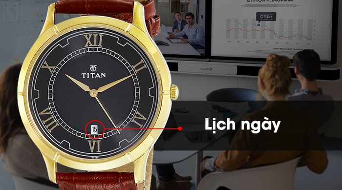 Đồng hồ nam Titan 1775YL01 có lịch ngày tiện ích