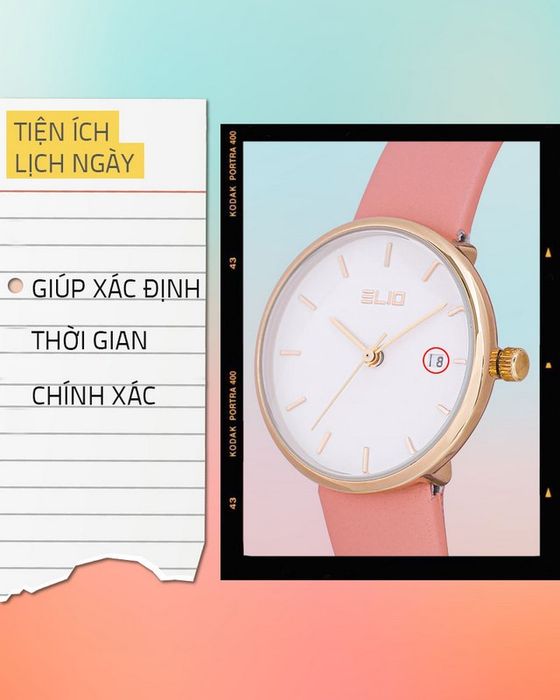 Đồng hồ Nữ Elio EL077-01 có lịch ngày hữu dụng
