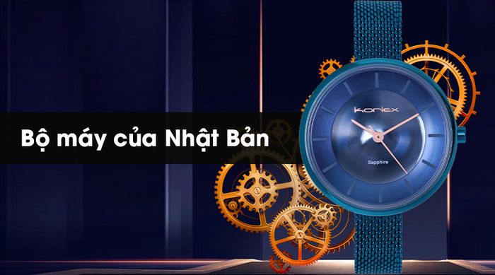 Đồng hồ nữ Korlex KS031-02 có mặt kính Sapphire sử dụng bộ máy của Nhật Bản