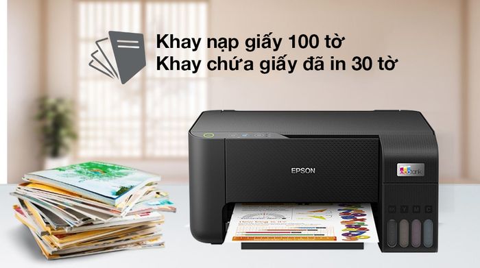 Máy In Phun Màu Đa Năng Epson EcoTank L3210 (C11CJ68501) - Khay nạp giấy, khay chứa giấy đã in