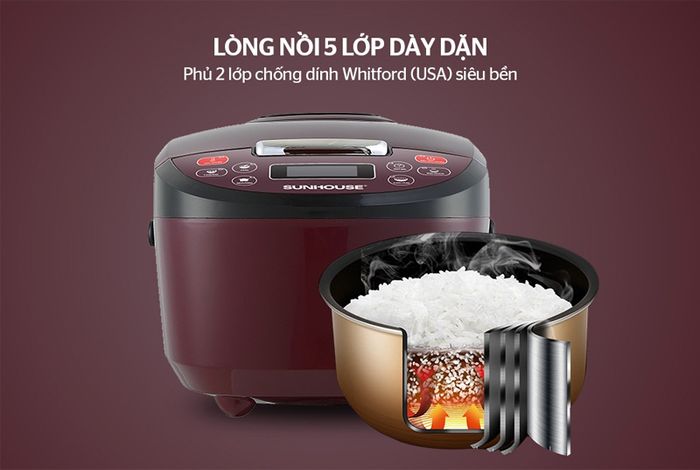 Lòng nồi 5 lớp dày dặn