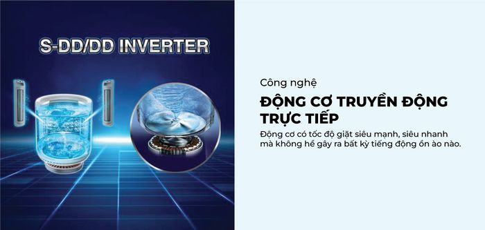 Động cơ truyền động trực tiếp giúp máy tiết kiệm điện năng, vận hành êm ái