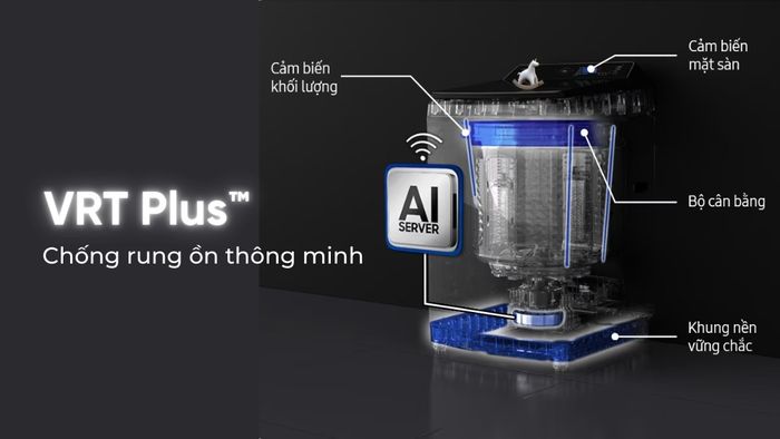 Công nghệ VRT Plus™ giúp máy giặt vận hành ổn định, êm ái