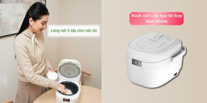 Lòng nồi cơm điện cao tần Kangaroo KGR12IH hợp kim nhôm phủ chống dính