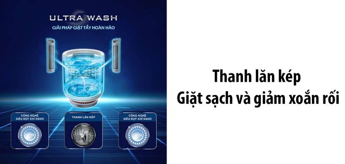 Thanh lăn kép giúp giặt sạch và giảm xoắn rối