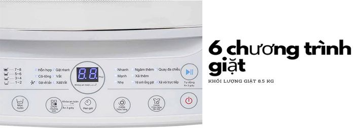 6 chương trình giặt được tích hợp sẵn