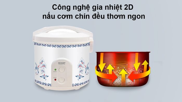 Công nghệ 2D nồi cơm điện Sharp KS-223TJV-CR