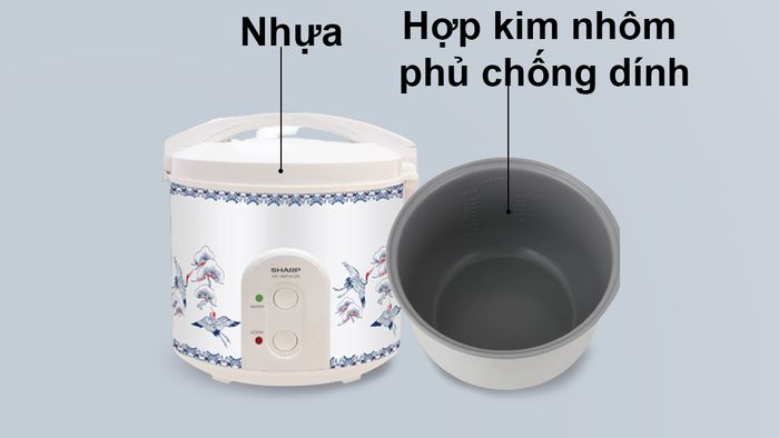 Nồi cơm điện Sharp KS-223TJV-CR chất liệu bền bỉ
