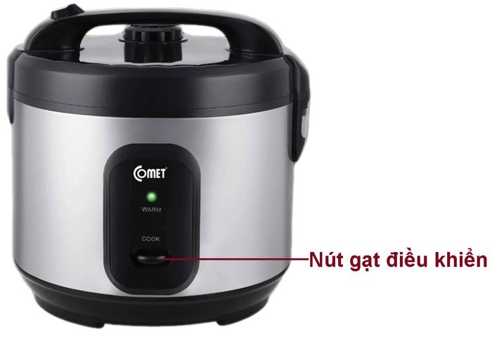 Nút gạt điều khiển trên nồi cơm điện Comet CM8068 1.8 lít