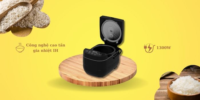 Công nghệ cao tần gia nhiệt IH, công suất 1300W cho nhiệt tỏa đều, làm nóng nhanh