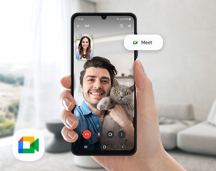 Gọi Google Meet trên Galaxy A06 mượt mà, rõ nét