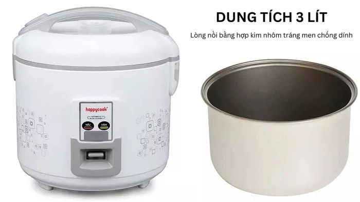Happy Cook HCJ-300W có dung tích nấu lên đến 3 lít