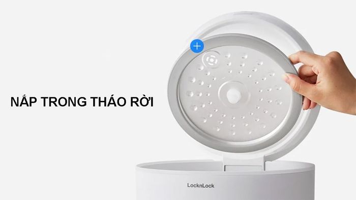 Nắp trong của nồi cơm điện Lock&lock EJR334IVY 1.0 lít tháo ra dễ