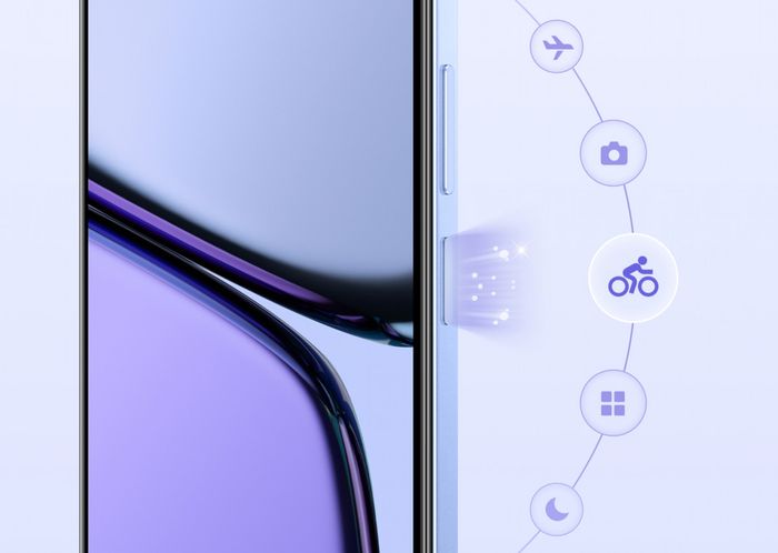 Realme C65 8GB 128GB trang bị nút nguồn Dynamic tiện lợi