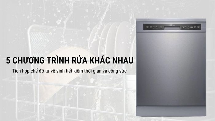 Hafele HDW-F60G (535.29.590) trang bị đa dạng chương trình rửa tiện lợi