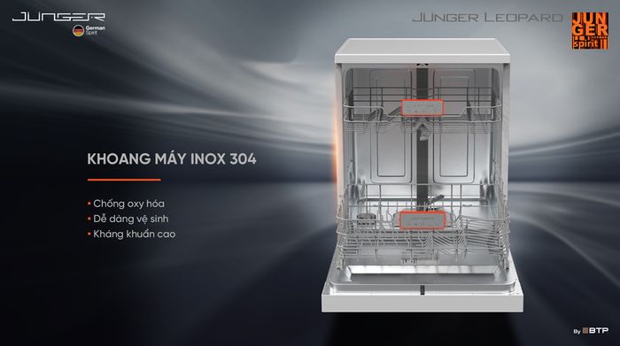 Khoang máy rửa bát DWJ-140 chất liệu inox 304