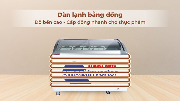 Dàn lạnh bằng đồng hỗ trợ tủ cấp đông nhanh và sâu hơn