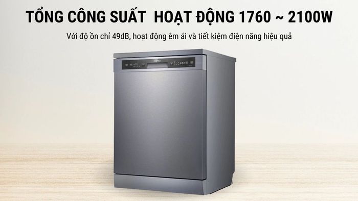 Hafele HDW-F60G (535.29.590) vận hành êm ái và tiết kiệm điện năng