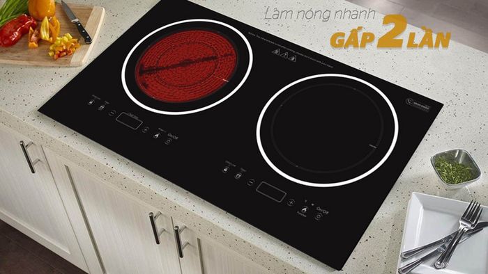 Sunhouse SHB8609 thiết kế 2 vùng nấu tiện lợi với công suất nấu 3600W