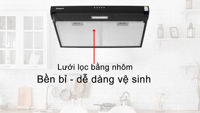 Máy hút mùi Kangaroo KG70CB chất liệu nhôm