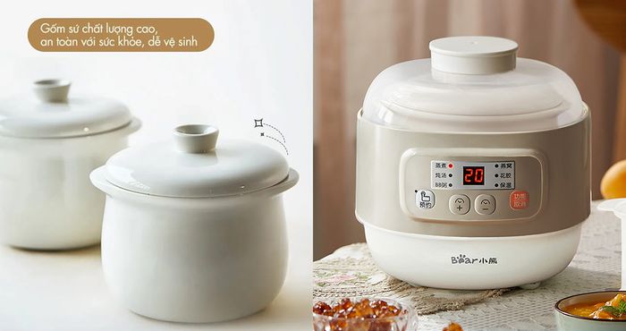 Nồi nấu chậm Bear DDZ-A08T8 chất liệu an toàn