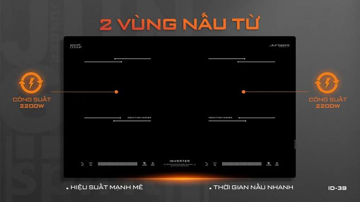 Junger ID-39 hoạt động với tổng công suất nấu mạnh mẽ đến 4400W