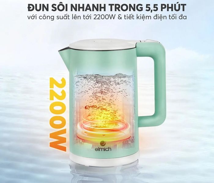 Ấm đun nước siêu tốc Elmich KEE 1774B 1.7 lít đun nước nhanh sôi