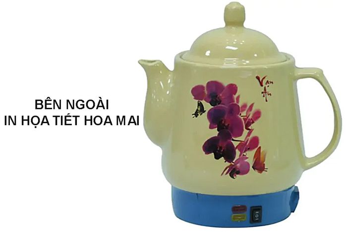 Họa tiết hoa mai in bên ngoài siêu sắc thuốc Vạn An VA 58-HL