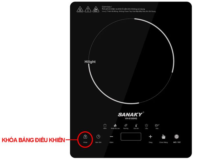 Bếp hồng ngoại đơn Sanaky VH-6100HG tích hợp khóa bảng điều khiển
