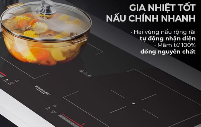 Bếp đôi điện từ Sunhouse Mama MMB9208 nấu chín nhanh