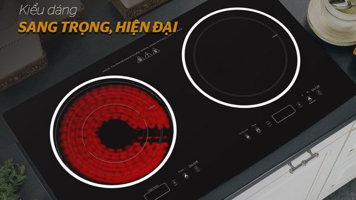 Bếp từ - hồng ngoại đôi Sunhouse SHB8609 3600W có kiểu dáng sang trọng