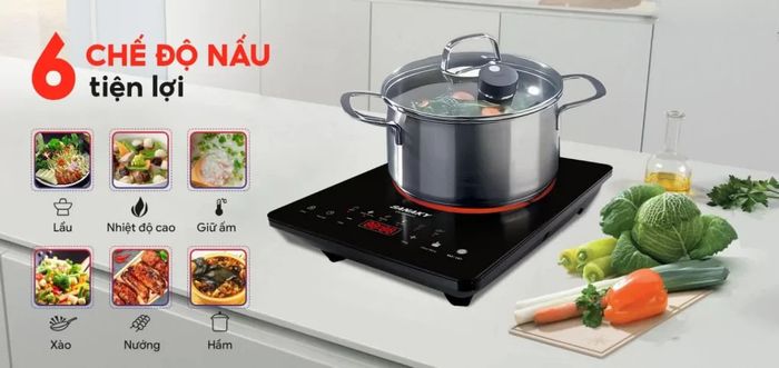 6 chế độ nấu trên bếp hồng ngoại đơn Sanaky VH-6100HG