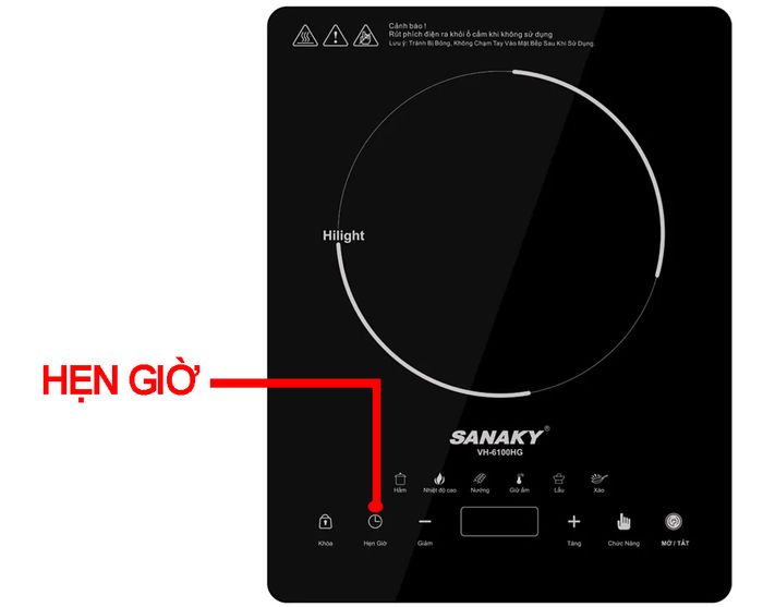 Chế độ hẹn giờ trên bếp hồng ngoại đơn Sanaky VH-6100HG