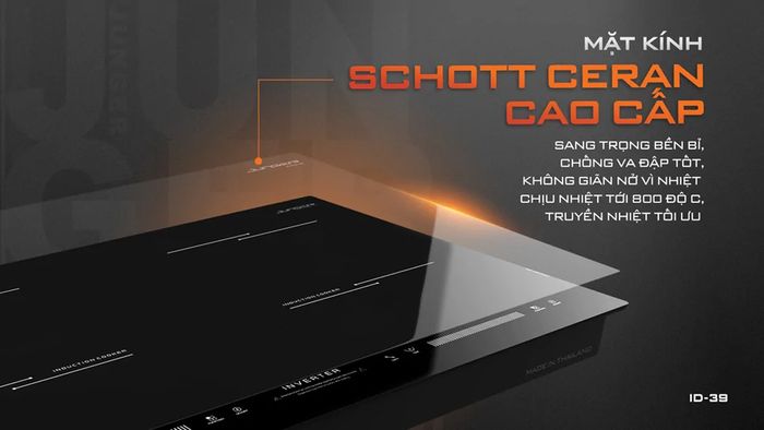Mặt bếp làm từ kính Schott Ceran cao cấp