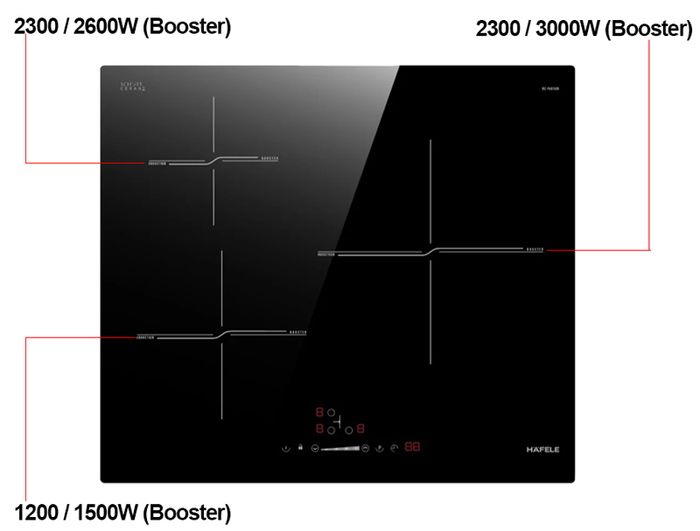 Bếp từ Hafele HC-I6030B 536.61.831 có tổng công suất 7100W