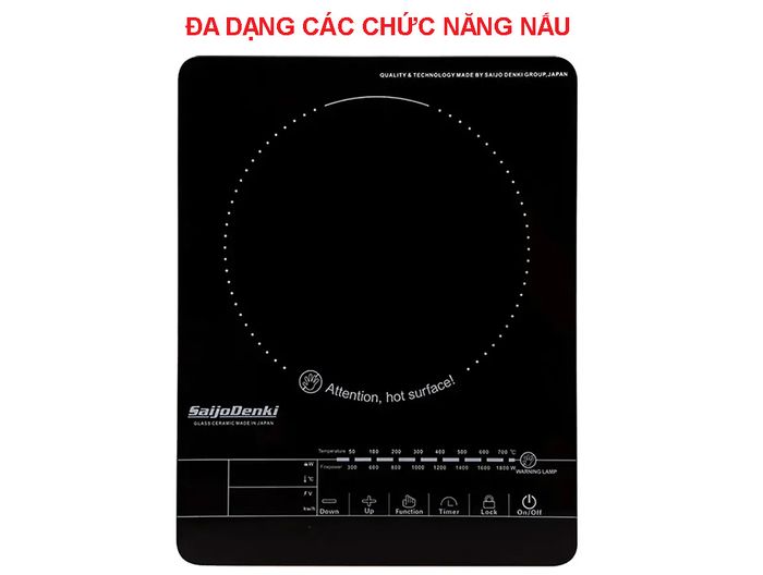 Bếp hồng ngoại đơn Saijo denki SD-1901 1800W có nhiều chức năng nấu 