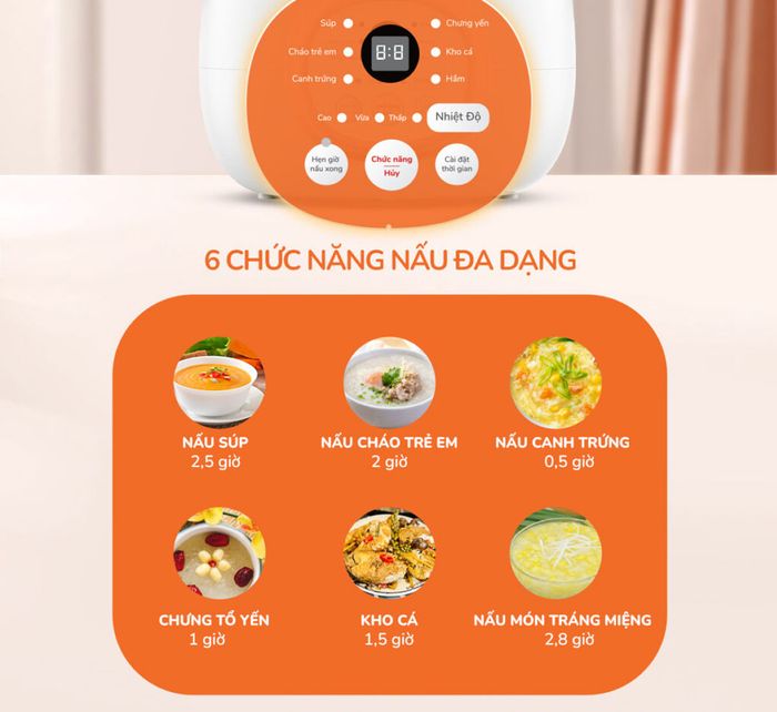 Unie USC10W tích hợp 6 chức năng nấu đa dạng