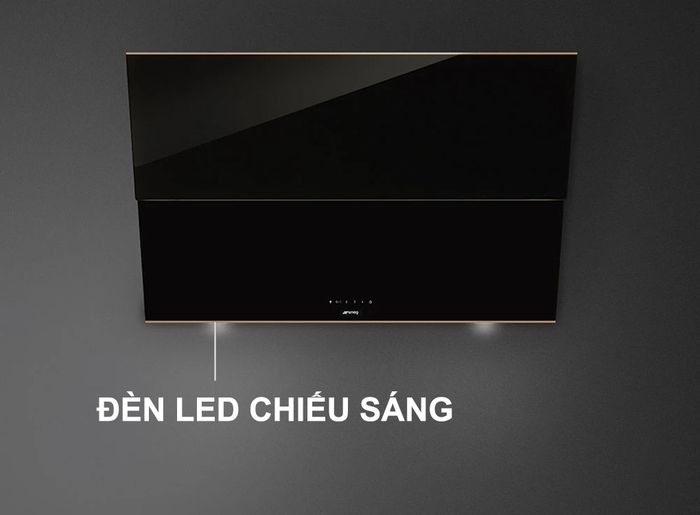 Đèn LED tích hợp trên máy hút mùi treo tường Smeg 90cm KSVV90NRA