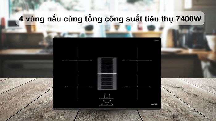 Hafele HC-IHH77D có 4 vùng nấu cùng tổng công suất tiêu thụ 7400W