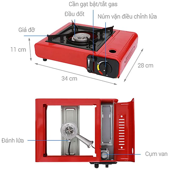 Cấu tạo của bếp gas mini Duxton DG-140