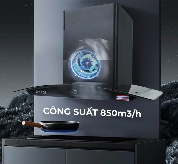 Công suất hút của máy hút mùi Iruka I-410 - Thái Lan cực kỳ mạnh mẽ