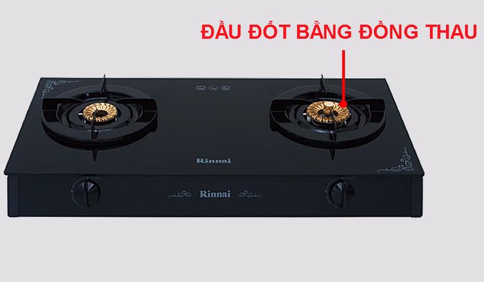 Bếp gas Rinnai RV-7Double Glass(A) có đầu đốt bằng đồng thau