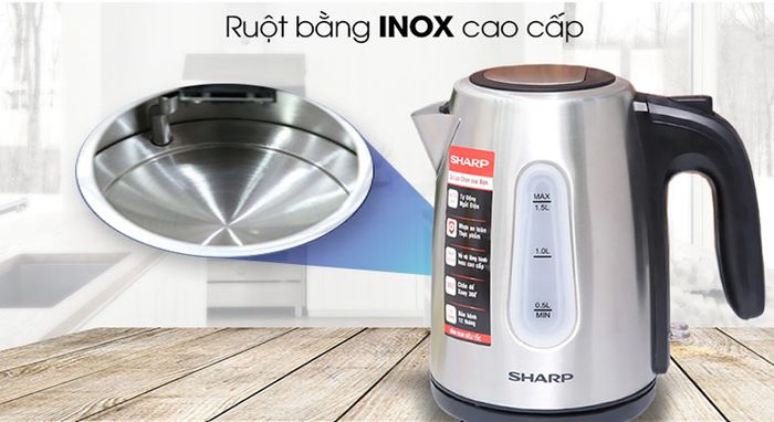 Ruột bình đun siêu tốc Sharp EKJ-15EVS-ST bằng inox cao cấp