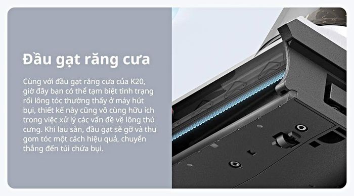 Đầu gạt răng cưa giúp thu gom lông, tóc